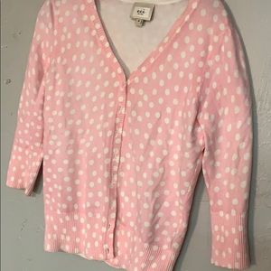 Pink and white polka dot cardigan